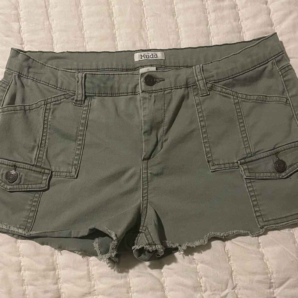 Mudd Olive Green Cargo Shorts with Flap Pockets